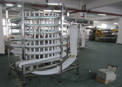 Adjustable Infeed and Outfeed Food Grade Vertical Modular Conveyor for Cooling