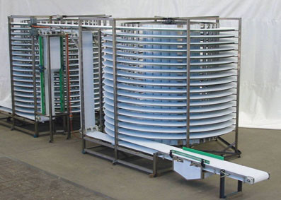 Adjustable Infeed and Outfeed Food Grade Vertical Modular Conveyor for Cooling