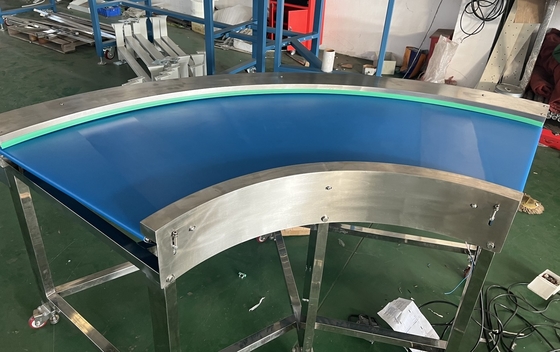 Custom Carbon Steel/Stainless Steel Curved Belt Conveyor with Adjustable Height